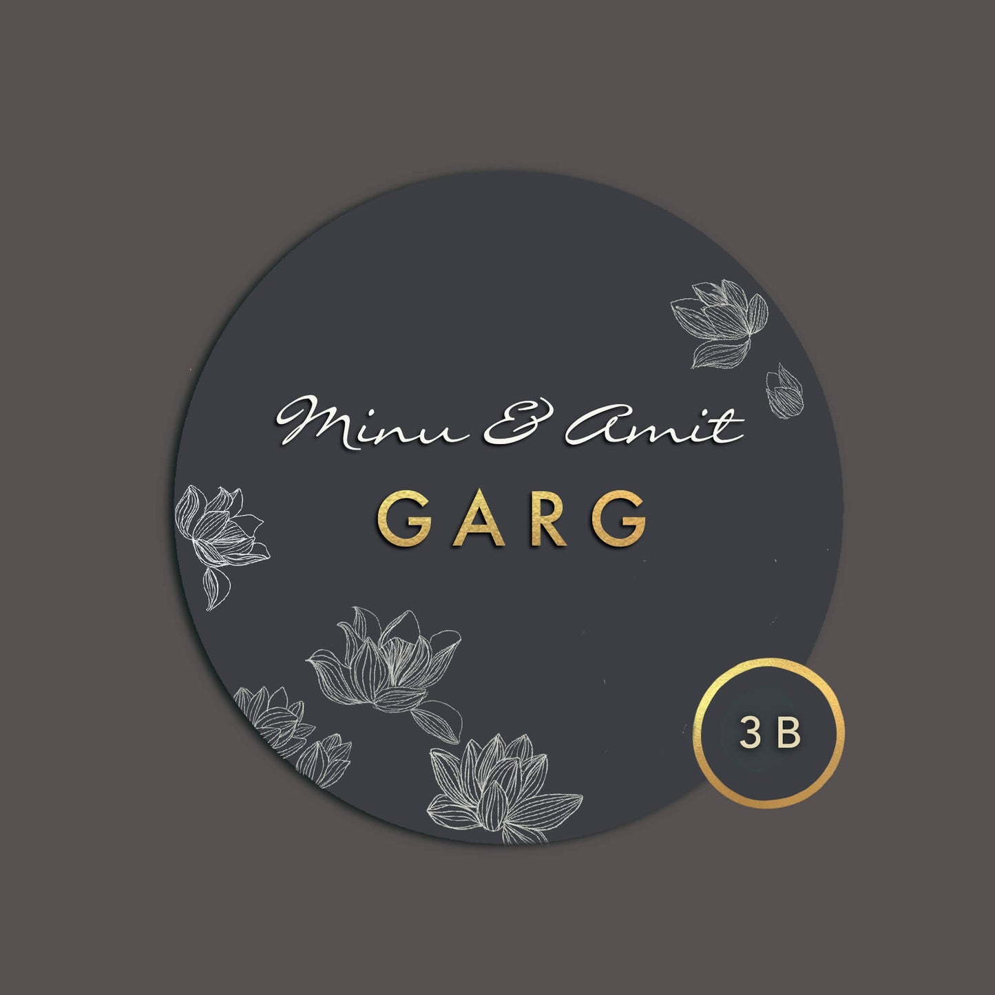 Advitiya – Circular Hand-Painted Wooden Name Plate with Steel & Acrylic Letters