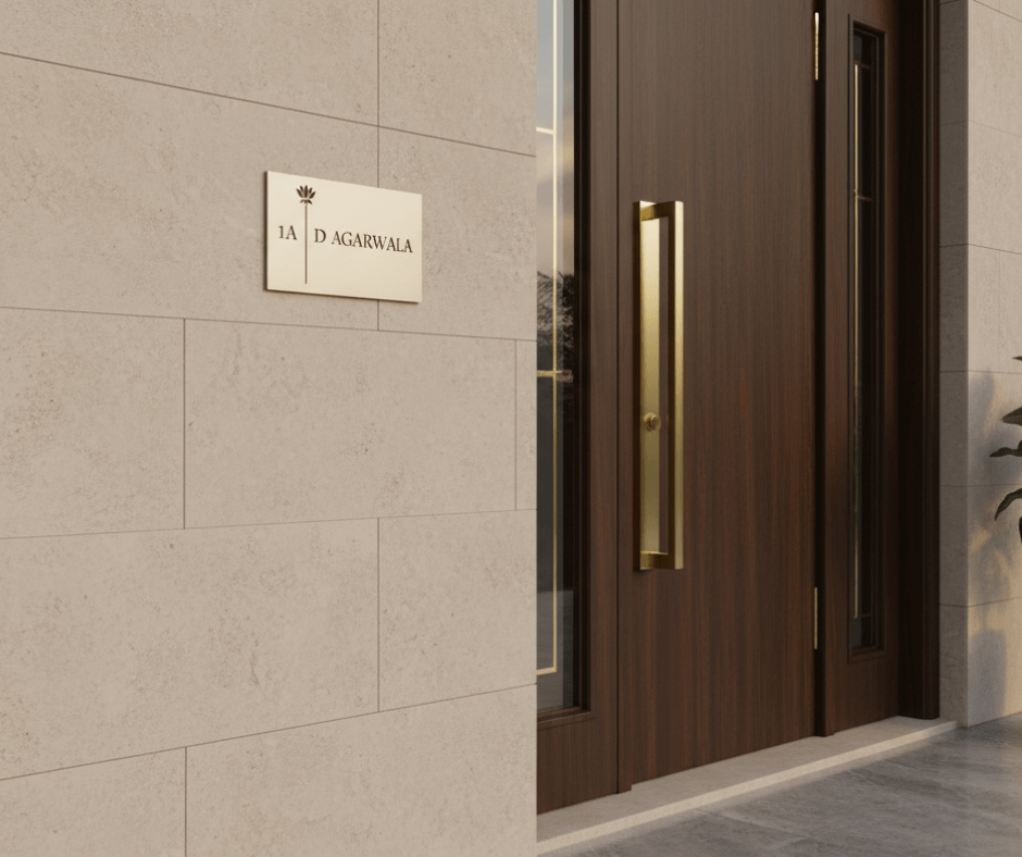 Caim 1 – Laser-Cut Name Plate with Golden Lotus Accent