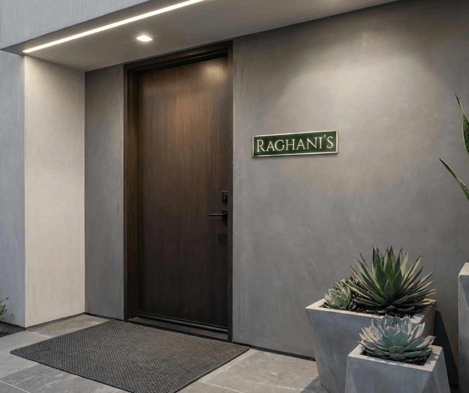 Urjit – Backlit Name Plate in Powder-Coated Mild Steel