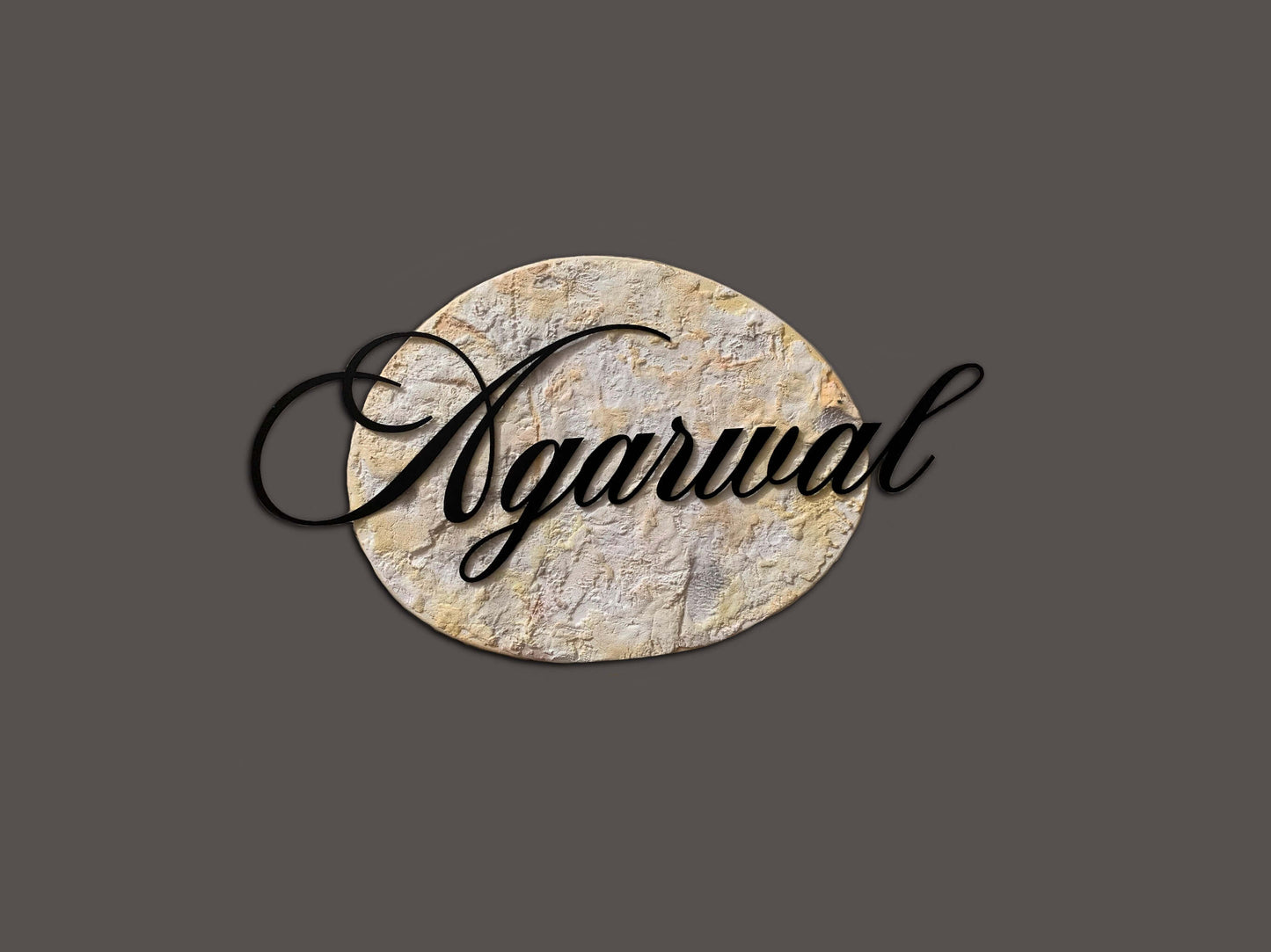 Amaris – Textured Wooden Name Plate with Powder-Coated MS Letters