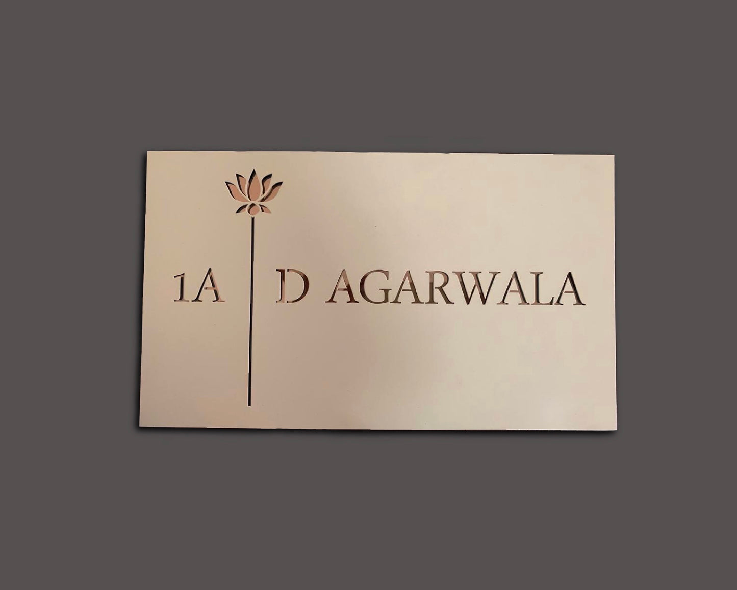 Caim 1 – Laser-Cut Name Plate with Golden Lotus Accent