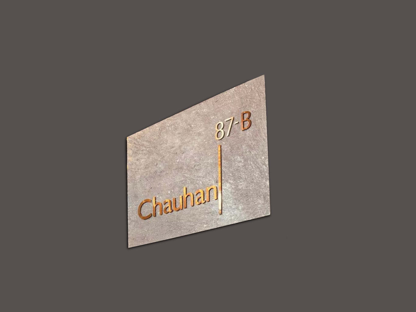 Evara – Textured Wooden Name Plate with Gold Matte Letters