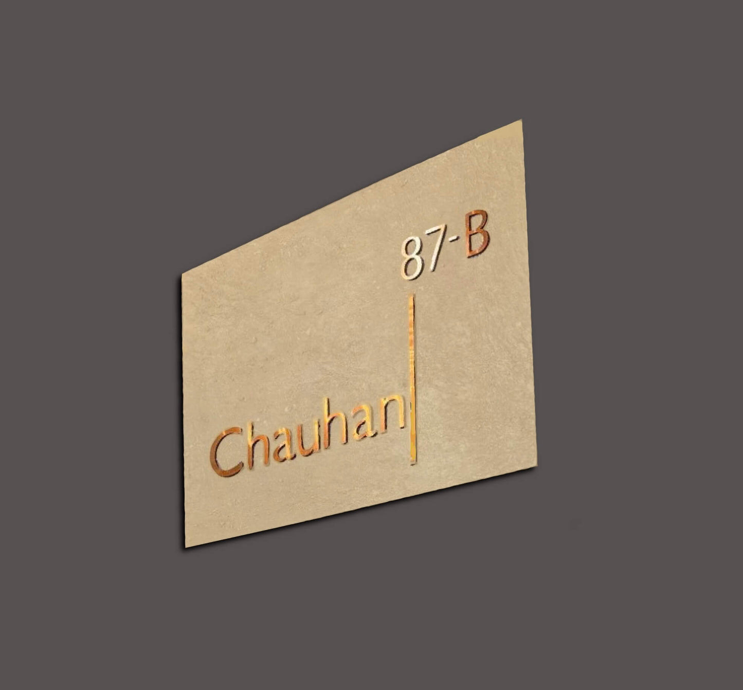Evara – Textured Wooden Name Plate with Gold Matte Letters