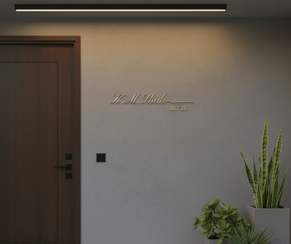 Identity – Gold Matte Steel Name Plate with Acrylic Backing