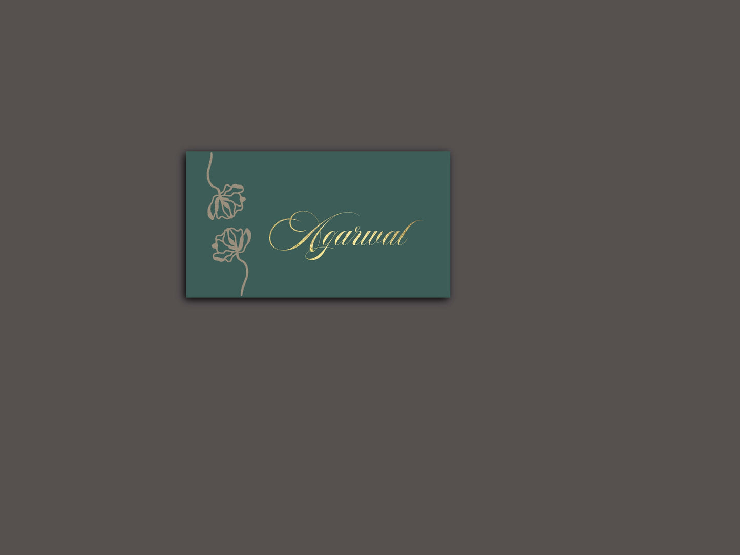 Soigné – Stainless Steel Name Plate with Gold Accents on Sap Green Base