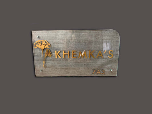Virya – Glass Name Plate with Gold Steel Letters and Swarovski Accents