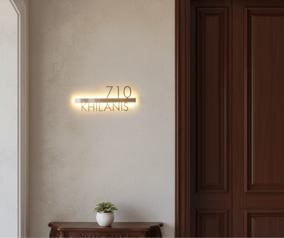 Lagom 1 – Backlit Name Plate in Powder-Coated Mild Steel
